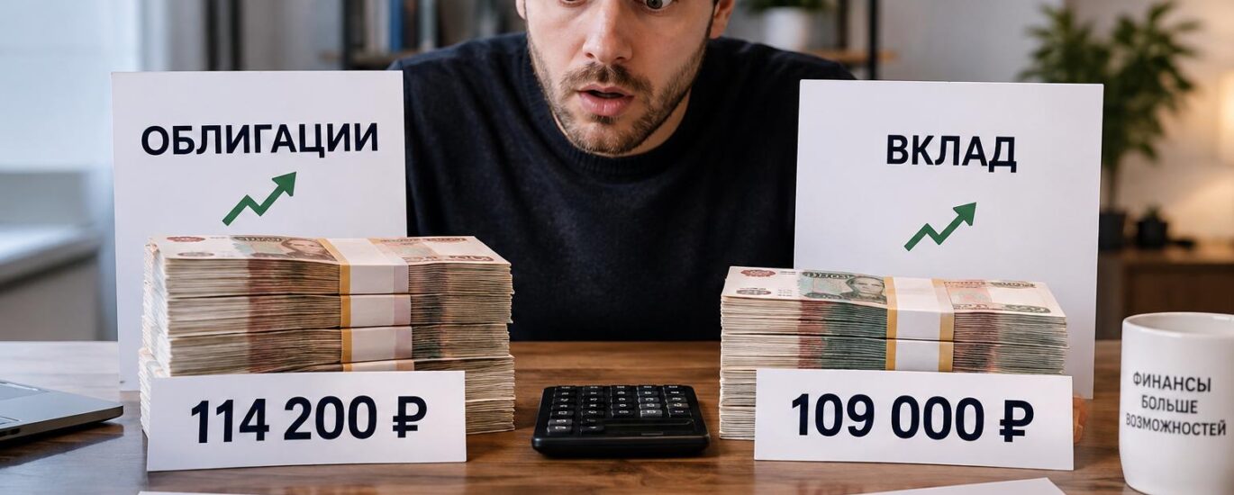 Облигации или вклад: как я вложил по 100 000 ₽ в оба варианта и что получилось спустя год